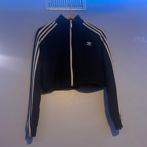 Addias black cropped zip up sweater